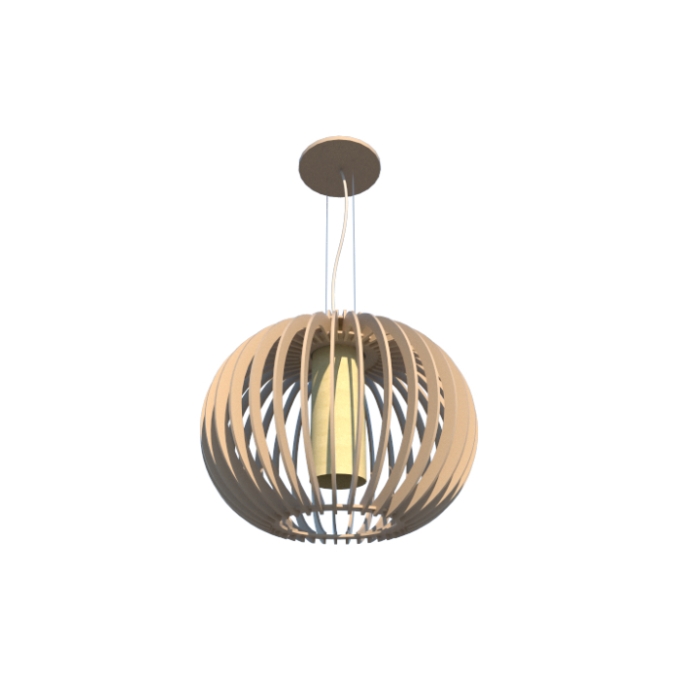 Pendente Fox Lustres Madeira Ripada 1L E27 Ø450x350mm L30