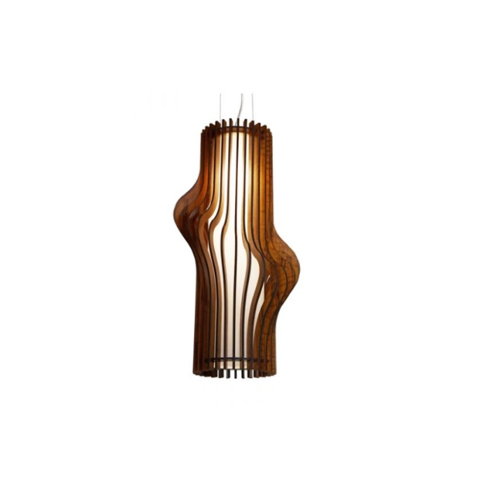 Pendente Fox Lustres Madeira Ripada 1L E27 440x280mm L130