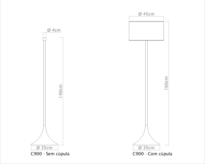 Coluna Golden Art Mistt Base em Cone 1L E27 1600mm C900PI