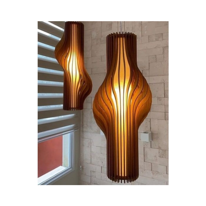 Pendente Fox Lustres Madeira Ripada 1L E27 440x280mm L130