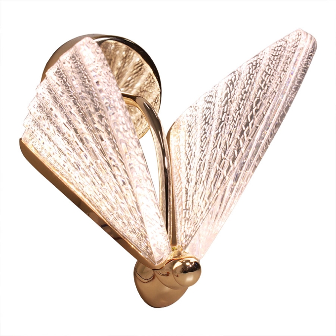 Arandela Sindora Borboleta Metal Dourado e Acrílico 6 watts 3000K 220x200mm QB05197