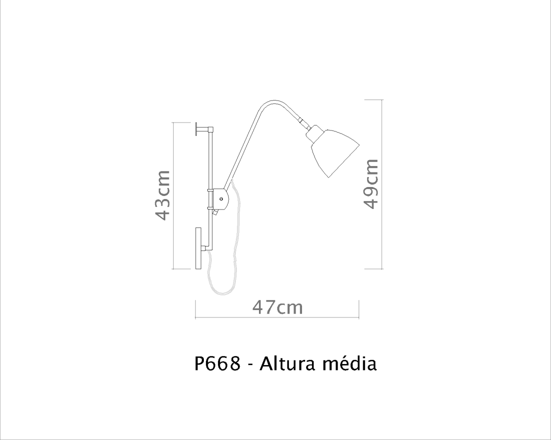 Arandela Golden Art Volts Telescópica 1L E27 660mm P668PI