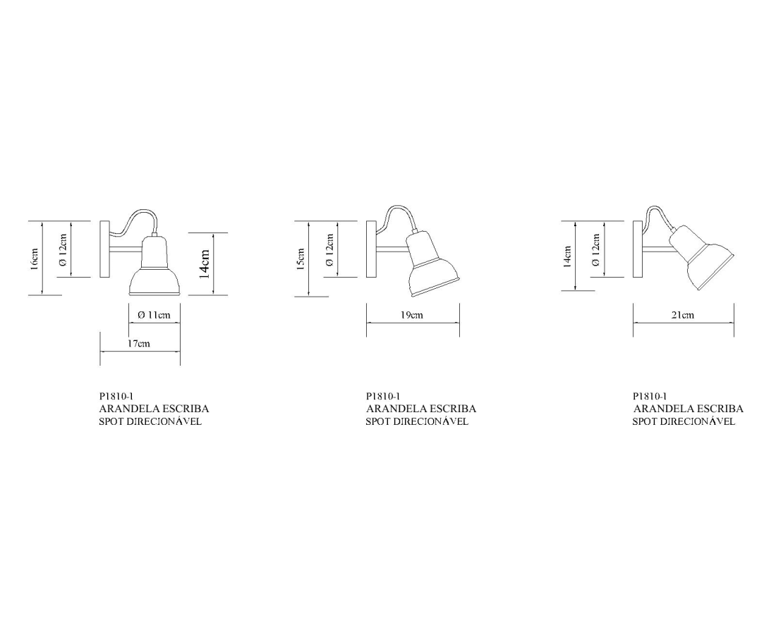 Arandela Golden Art Escriba 1L E27 270mm P1810-1PI
