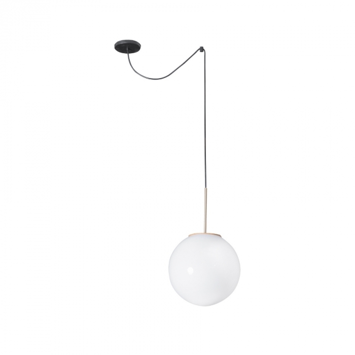 Pendente Madelustre Milky Metal Madeira e Globo Leitoso de Ø250mm 1L E27 3135