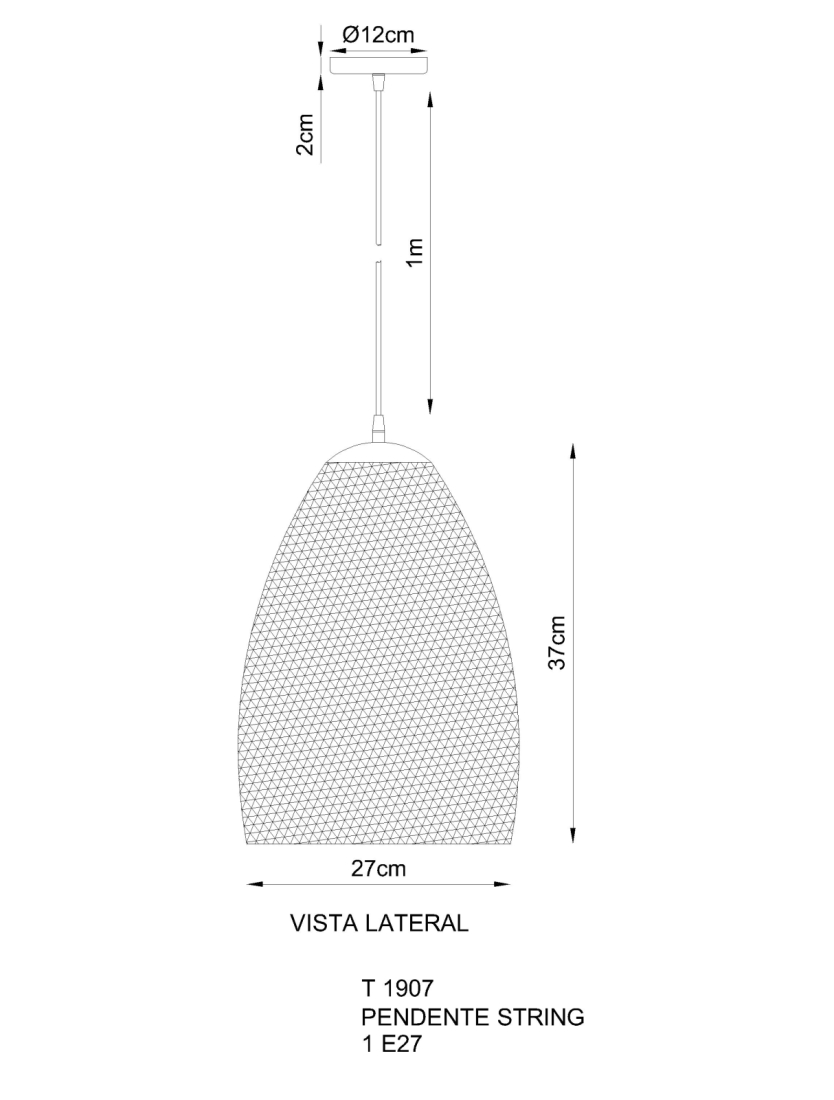Pendente Golden Art String Barbante Resinado 1L E27 Ø270x370mm T1907