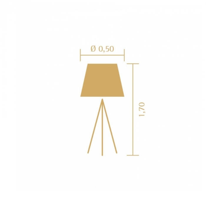 Luminária de Piso Madelustre Trippé Madeira e Cúpula Tecido Cônica 1L E27 Ø500x1700mm 2963