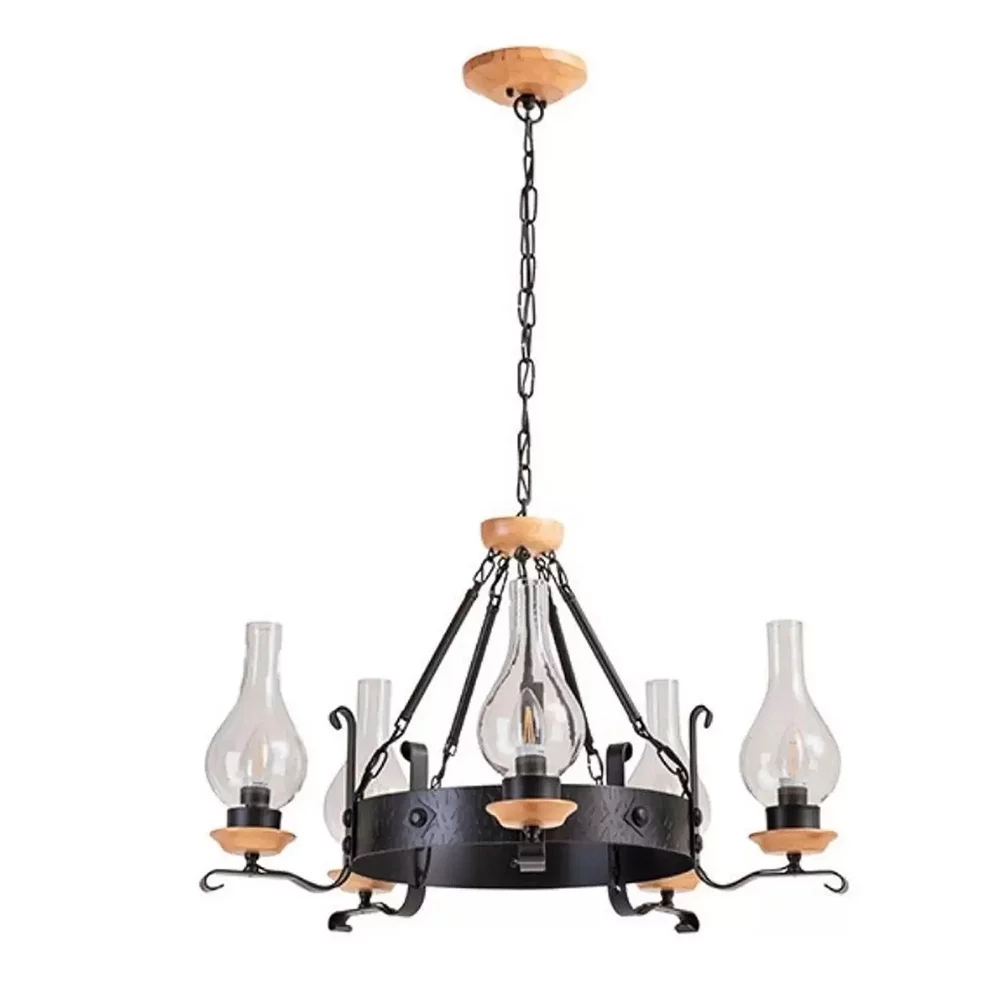 Lustre Madelustre Oxford Madeira Castanho 5L E27 Ø700mm 3076/5