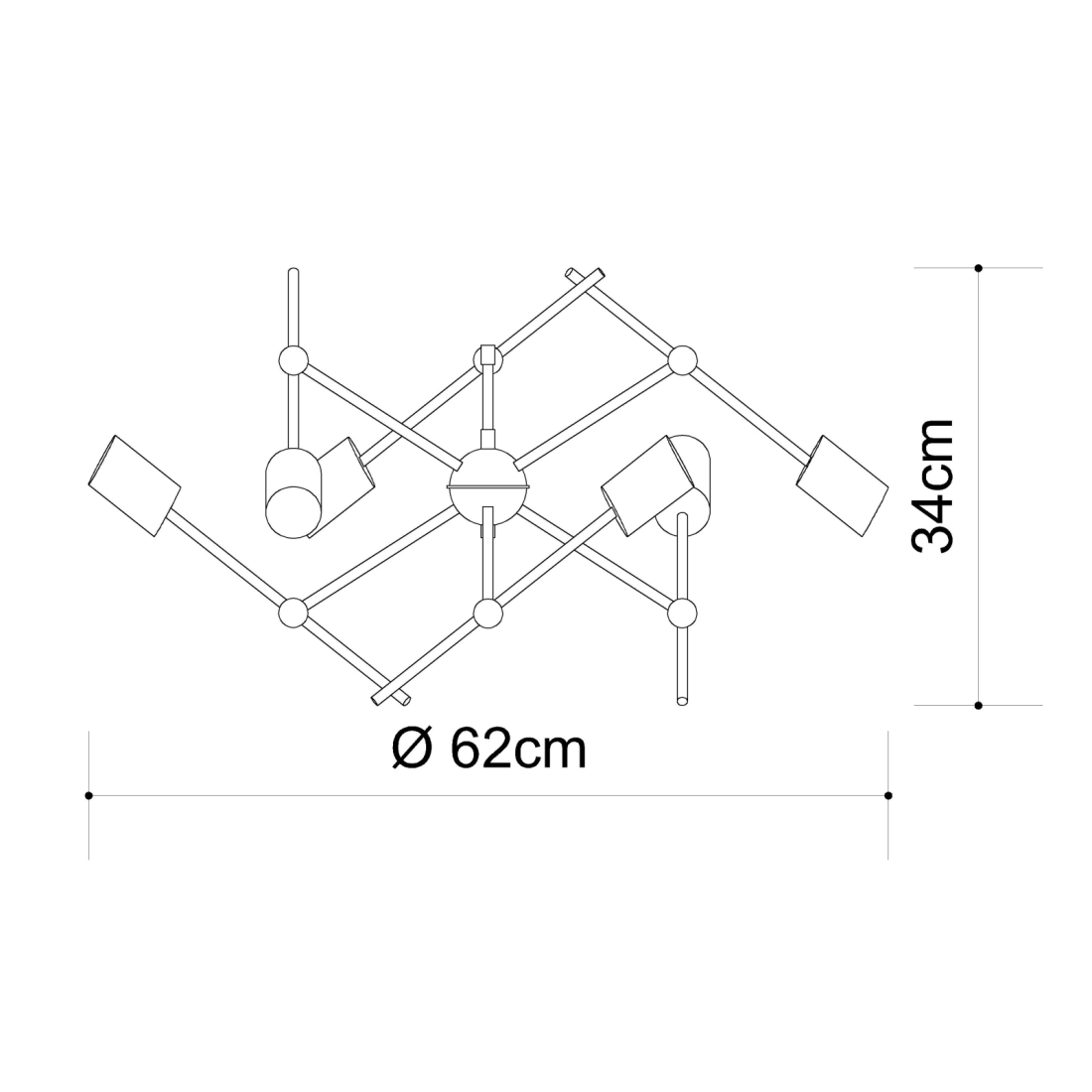 Lustre Golden Art Space 6 E27 Ø620x340mm T1560-6PI