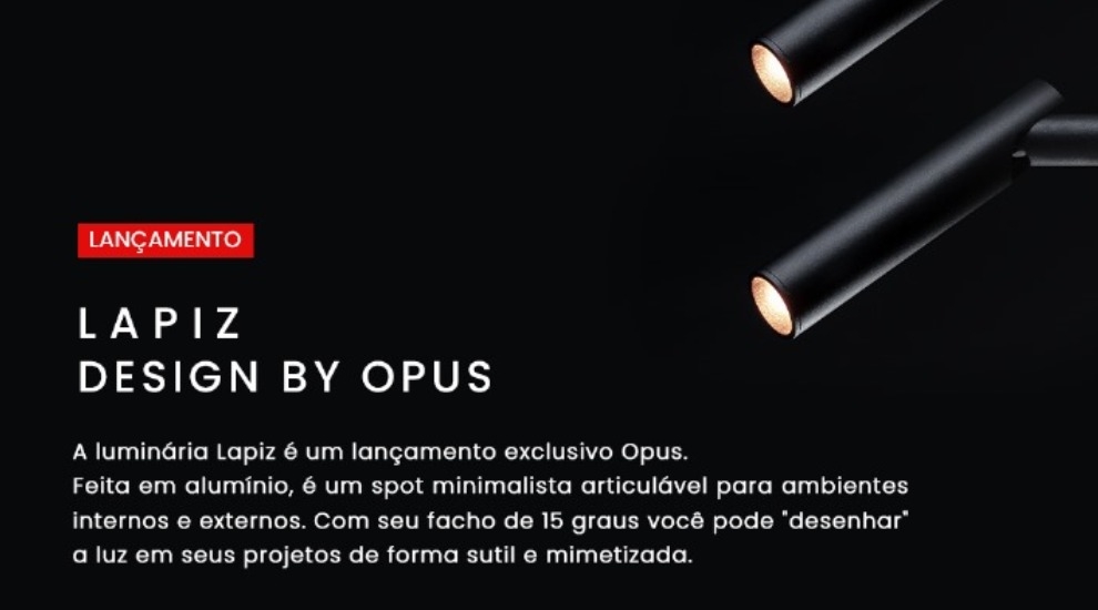 Spot Direcional Opus LED Lapiz 2 watts 15° IP65 Preto 2700K 60 Lúmens Ø16x83mm OPS 85711