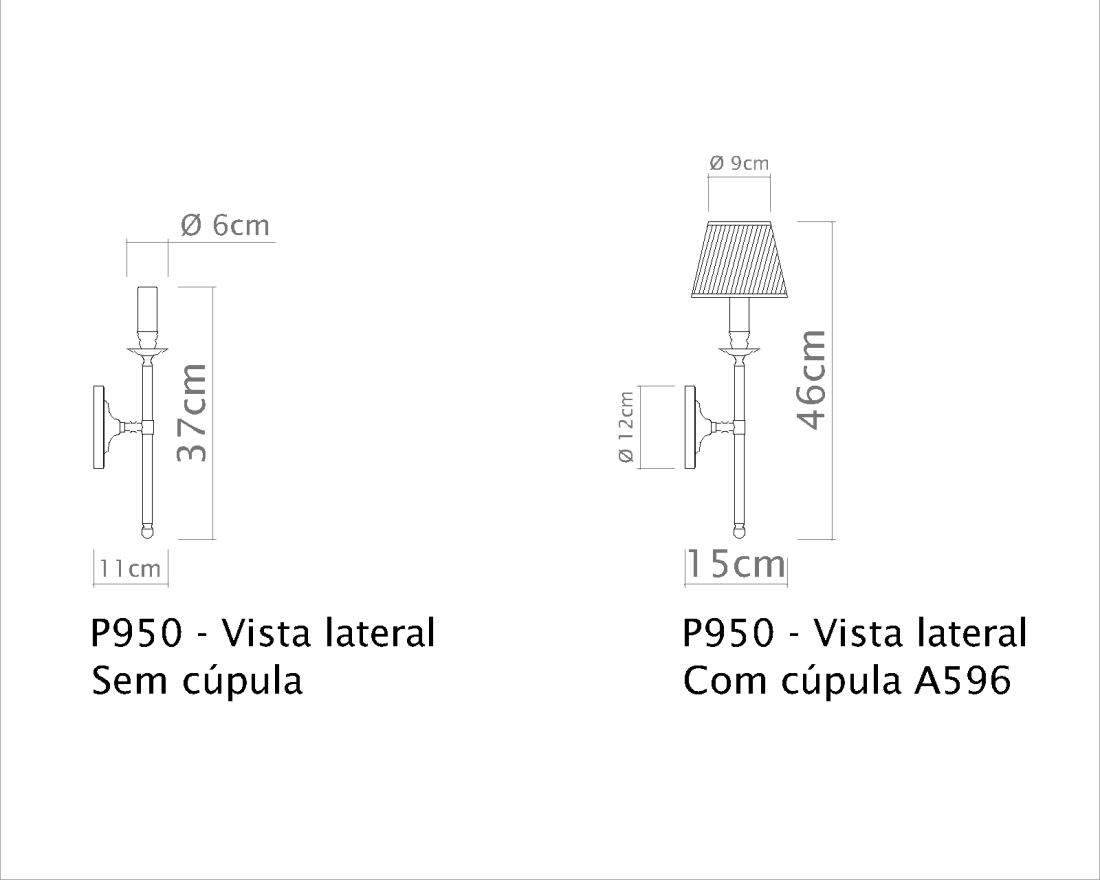 Arandela Golden Art Tocheiro 1L E27 460mm P950PI