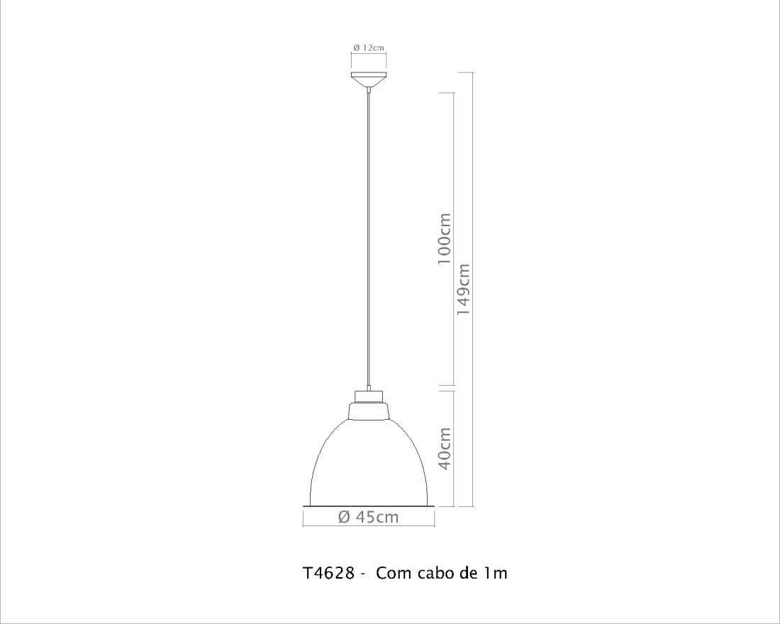 Pendente Golden Art Industrial 1L E27 Ø450x380mm T4628PI