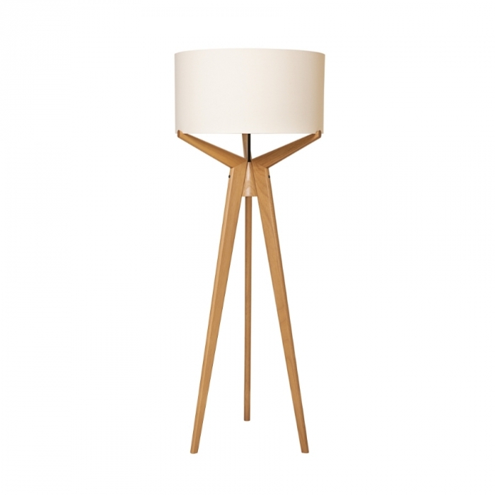 Luminária de Piso Madelustre Navi Trippé Madeira e Cúpula de Tecido 1L E27 Ø650x1740mm 3148