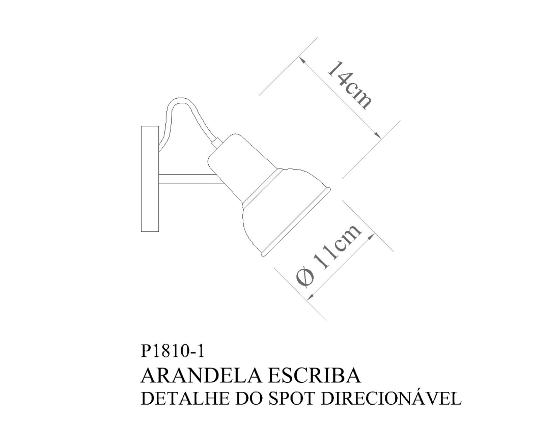 Arandela Golden Art Escriba 1L E27 270mm P1810-1PI