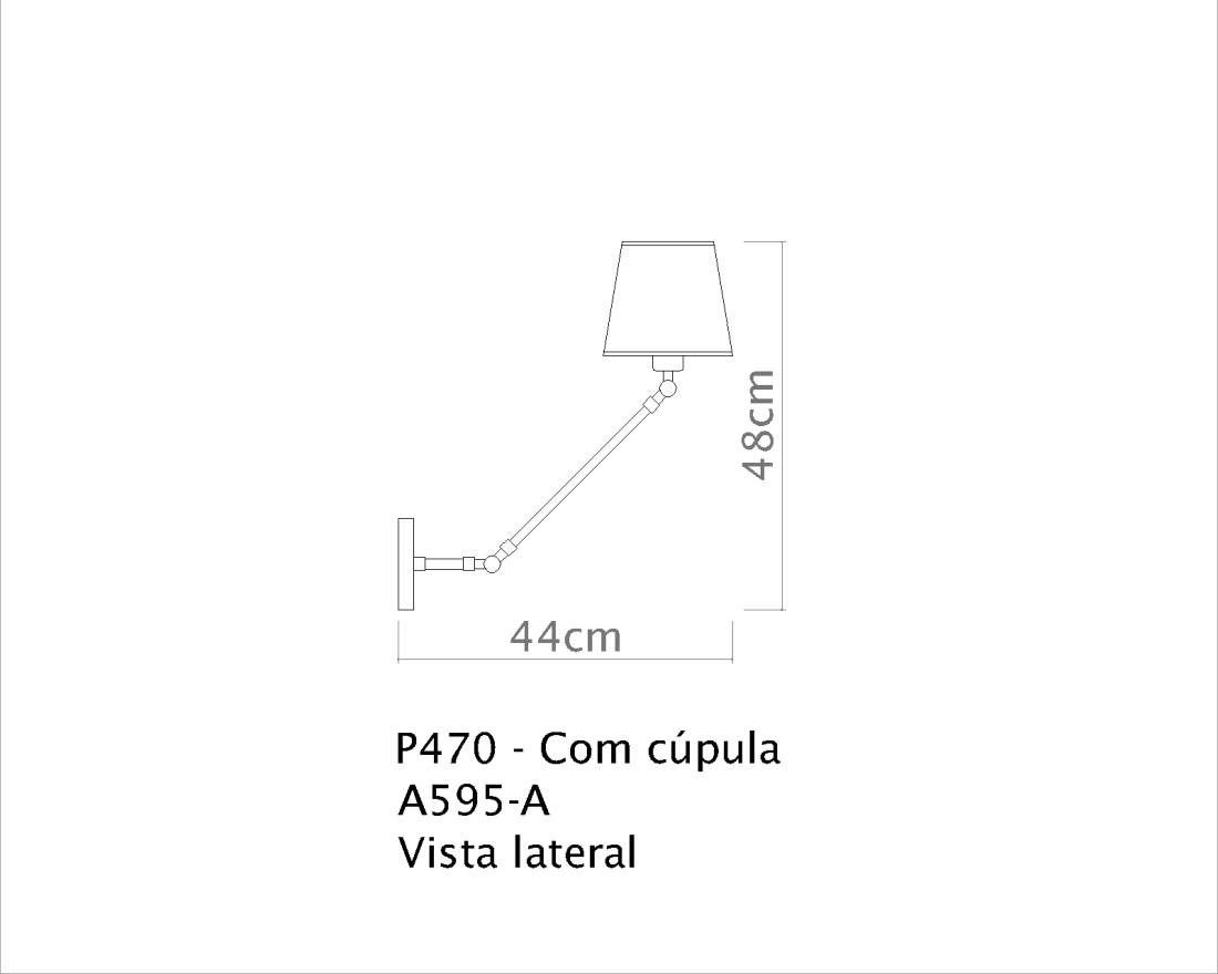 Arandela Golden Art Angle 1 Braço Articulado Cúpula Tecido 1L E27 500mm P470PI