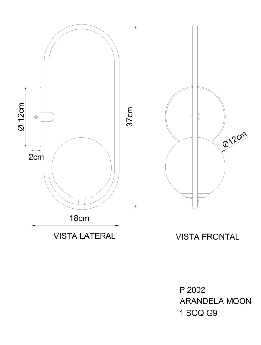 Arandela Golden Art Moon 1L G9 370mm P2002PI