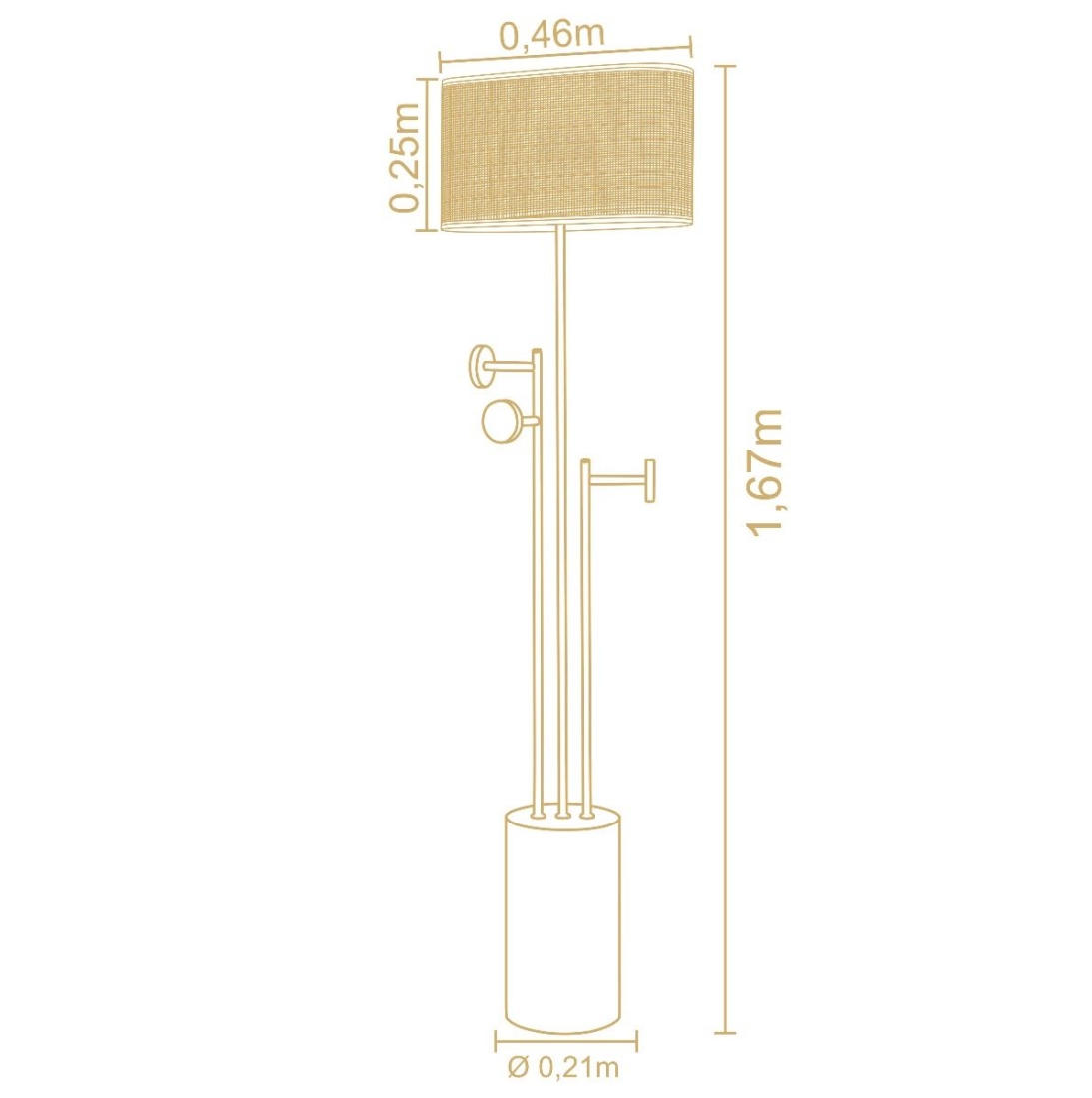 Coluna Madelustre Cabideiro Elíptico Madeira Castanho e Cúpula de Palha Sintética 1L E27 1670mm 3276