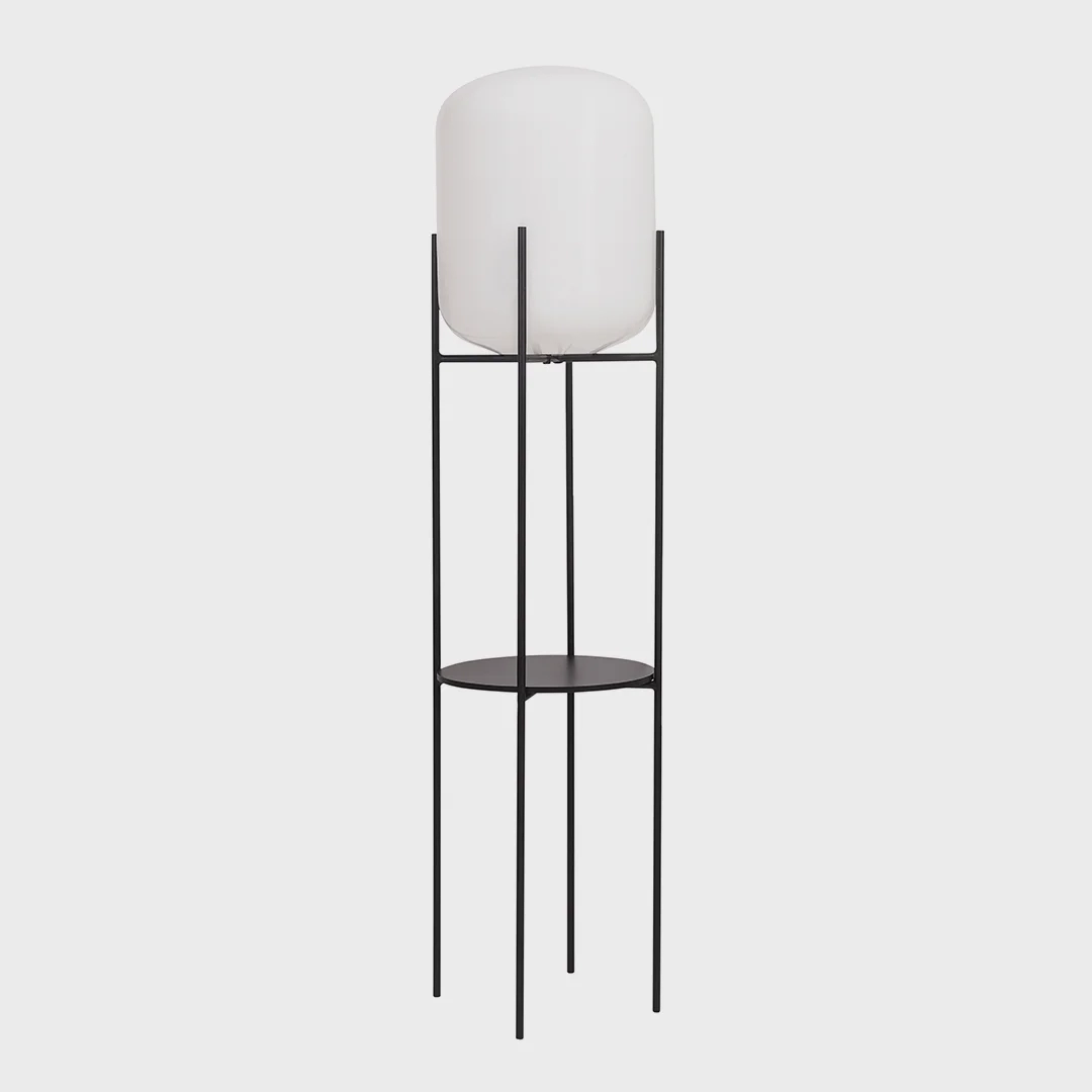 Coluna Madelustre Esther Metal Preto e Vidro Leitoso 1L E27 1450mm 3212