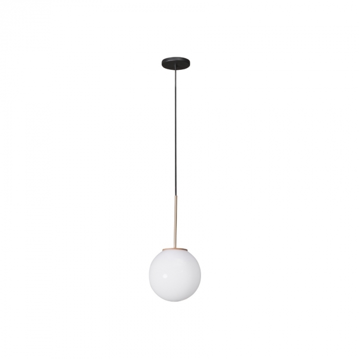 Pendente Madelustre Milky Metal Madeira e Globo Leitoso de Ø200mm 1L E27 3134