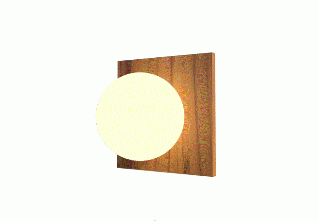 Arandela Fox Lustres Orb Madeira e Vidro 1L G9 200x200x150mm AR83