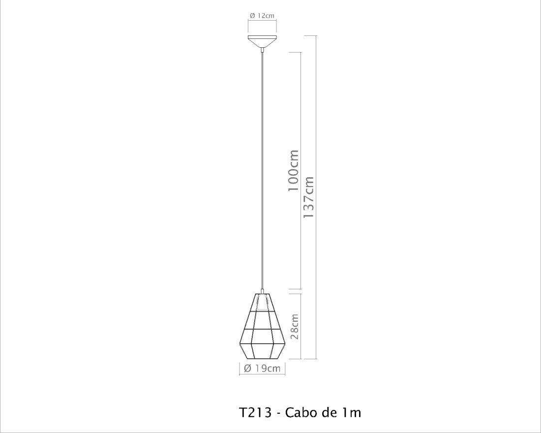 Pendente Golden Art Diamante Aramado 1L E27 Ø190x280mm T213PI