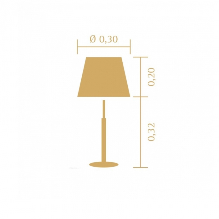 Abajur Madelustre Slim Metal Dourado e Cúpula de Tecido 1L E27 Ø300x520mm 3040