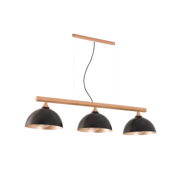 Pendente Madelustre Trilho Viena Madeira Castanho e Metal 3L 27 1200mm 3093