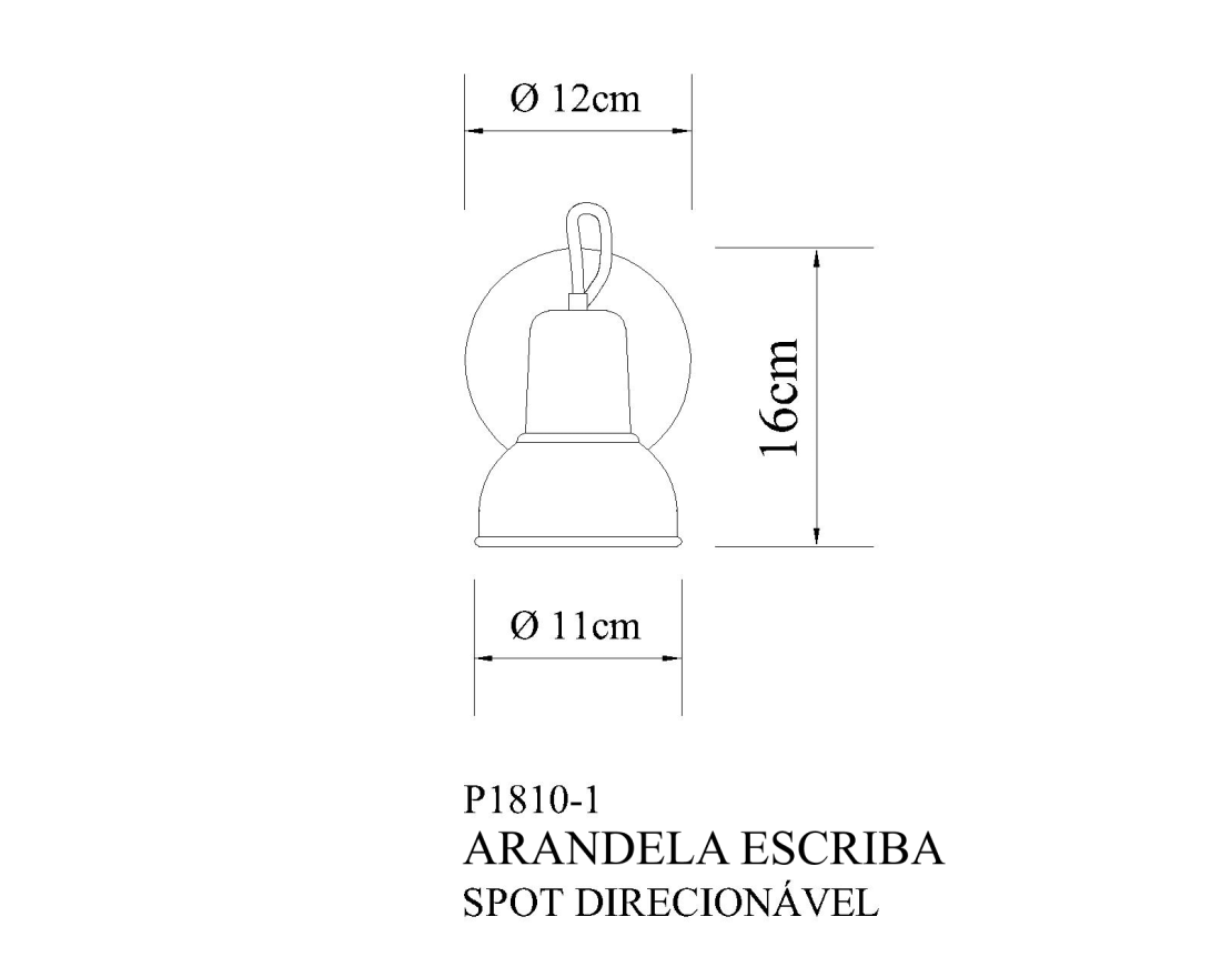 Arandela Golden Art Escriba 1L E27 270mm P1810-1PI