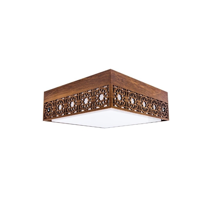 Plafon Fox Lustres Laser Madeira e Acrílico 6L E27 150x700x700mm P25