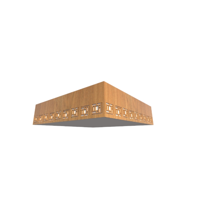 Plafon Fox Lustres Laser Madeira e Acrílico 5L E27 150x600x600mm P21