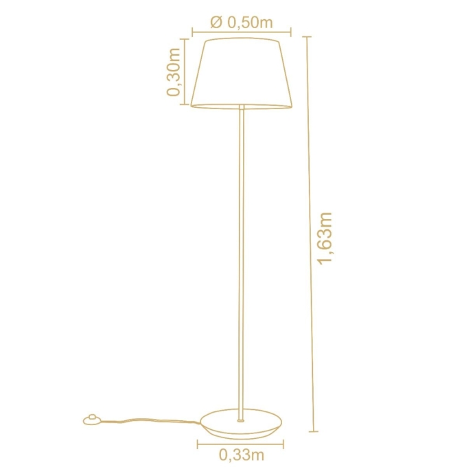 Coluna Madelustre Slim Cúpula Palha Sintética e Metal Dourado 1L E27 Ø420x1600mm 3042/87