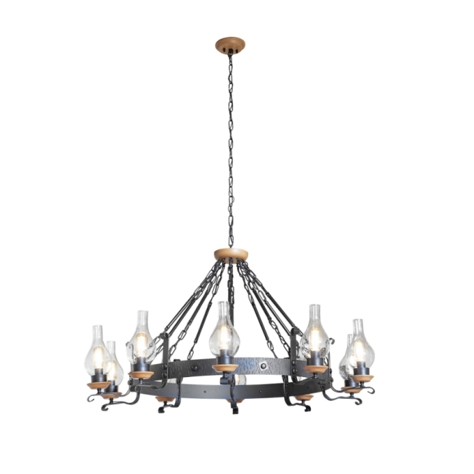 Lustre Madelustre Oxford Madeira Castanho 10L E27 Ø1090mm 3076/10