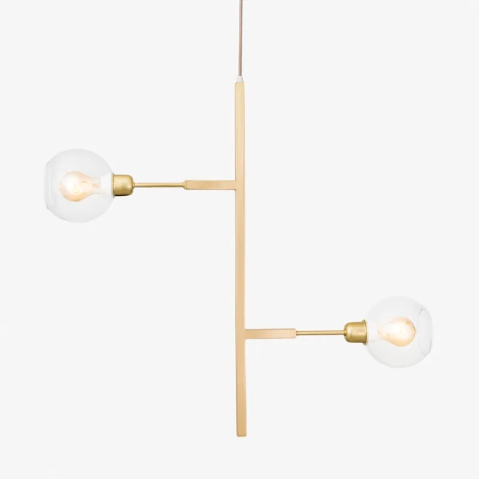Lustre Golden Art Due 70 Vertical Glass Ø150mm 2L E27 700x820x165mm T1270VPI