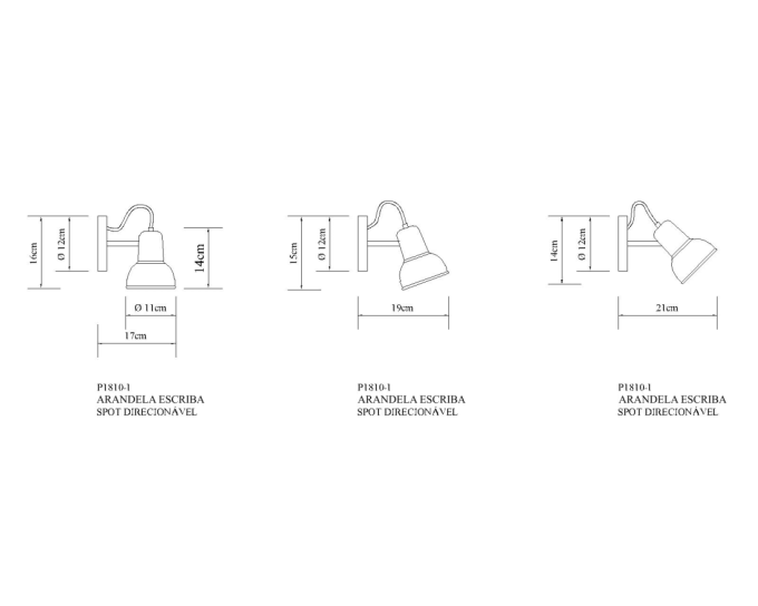 Arandela Golden Art Escriba 1L E27 270mm P1810-1PI