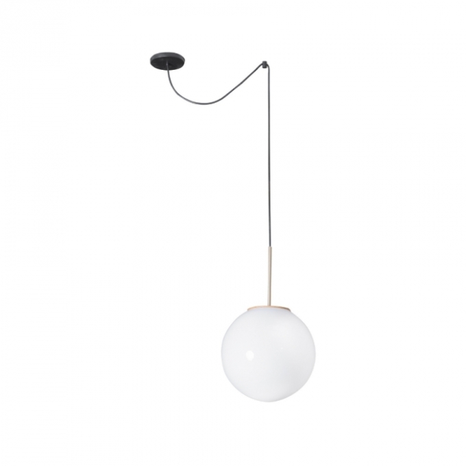 Pendente Madelustre Milky Metal Madeira e Globo Leitoso de Ø250mm 1L E27 3135