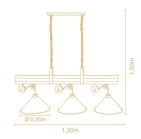 Trilho Madelustre Celeiro Madeira Castanho e Metal Preto 3L E27 1200mm 3263