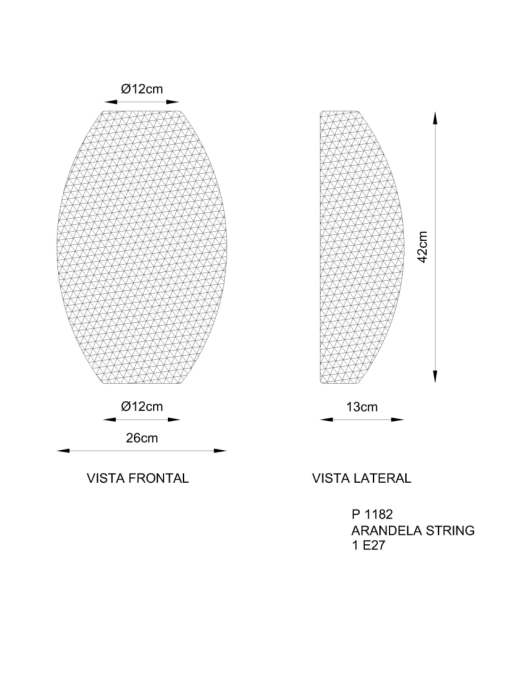 Arandela Golden Art String Meia Cara Barbante Resinado 1L E27 420x130mm P1182