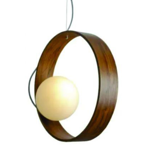 Pendente Fox Lustres Madeira Orb 1L G9 Ø350x90mm 3007