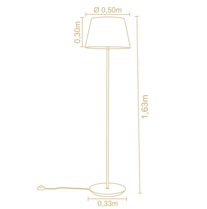 Coluna Madelustre Slim Metal Dourado 1L E27 Ø500x1630mm 3042