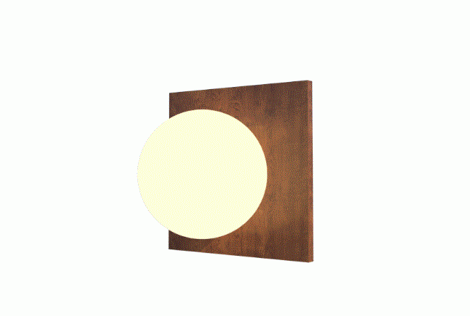 Arandela Fox Lustres Orb Madeira e Vidro 1L G9 200x200x150mm AR83