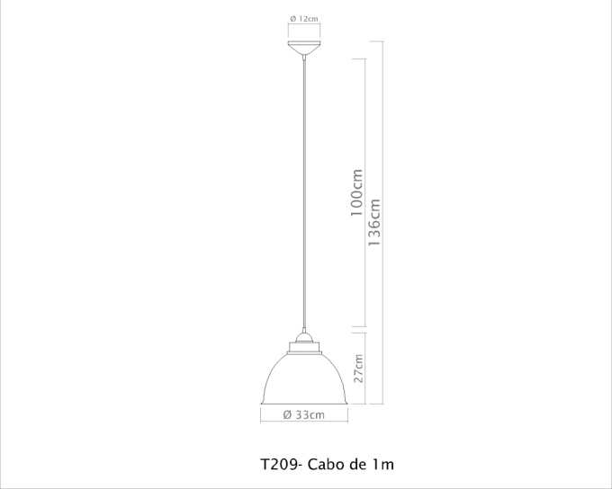 Pendente Golden Art Galpão 1L E27 Ø320x270mm T209PI