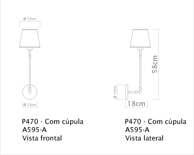 Arandela Golden Art Angle 1 Braço Articulado Cúpula Tecido 1L E27 500mm P470PI