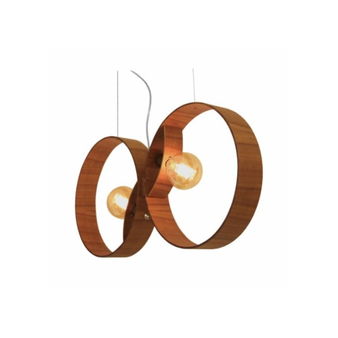 Pendente Fox Lustres Madeira Cilíndrico 2L G9 350x730mm 3006