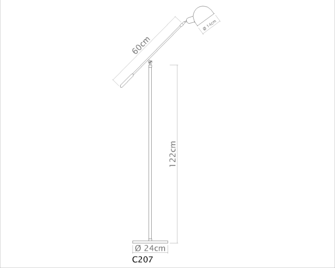 Coluna Golden Art Work Station Articulada 1L E27 1300-1800mm C207PI