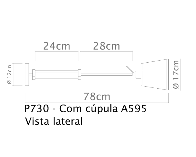 Arandela Golden Art Rebecca Articulada Cúpula Tecido 1L E27 740mm P730PI