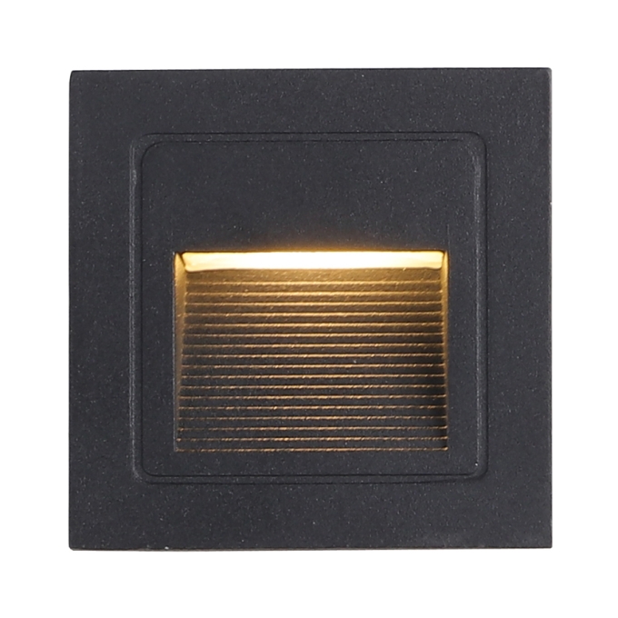 Balizador de Parede Nordecor Linder Preto 3 watts IP65 3000K Bivolt 85x85x50mm 2446