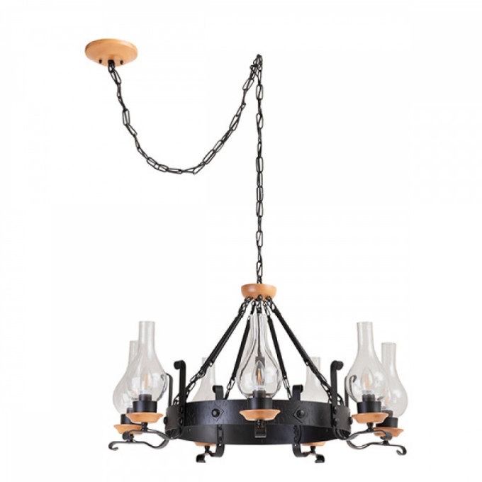 Lustre Madelustre Oxford Madeira Castanho 7L E27 Ø800mm 3076/7