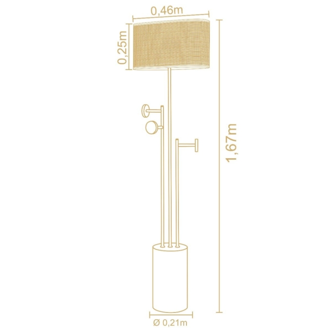 Coluna Madelustre Cabideiro Elíptico Madeira Castanho e Cúpula de Palha Sintética 1L E27 1670mm 3276