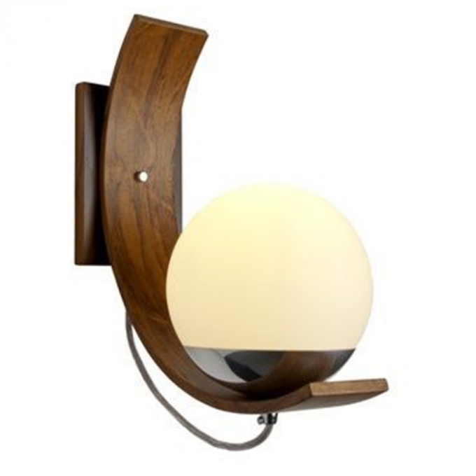 Arandela Fox Lustres Orb Madeira e Vidro 1L G9 250x350mm AR45