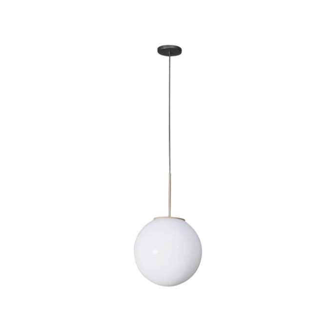 Pendente Madelustre Milky Metal Madeira e Globo Leitoso de Ø300mm 1L E27 3136