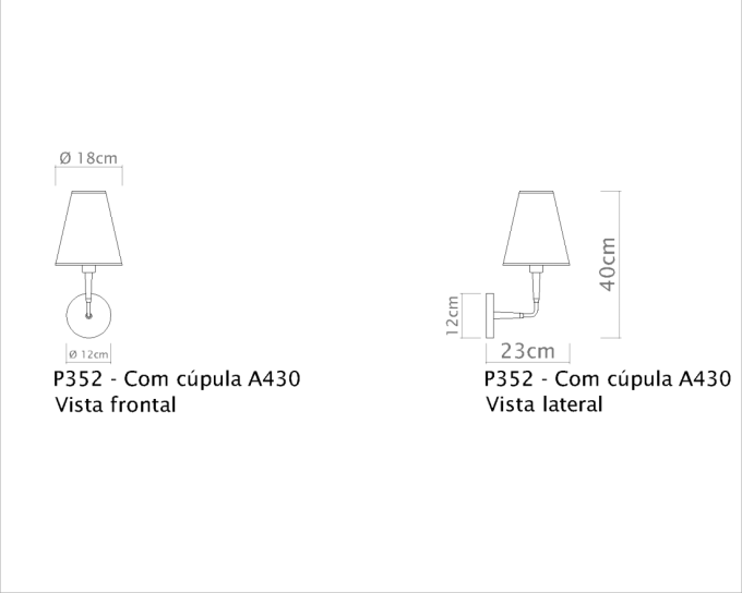 Arandela Golden Art Braço com Detalhe em Madeira e Cúpula Tecido 1L E27 400mm P352PI